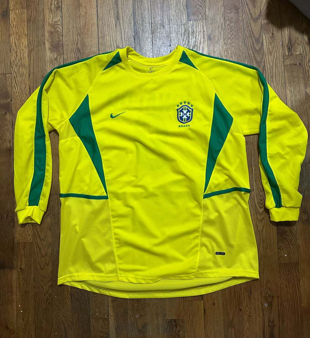 Nike Brazil 2004-2006 Home Long Sleeve Soccer Jersey Ronaldo #9 Size L